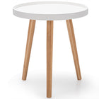 Dreamade Round Side Table End Table with Wooden Tray