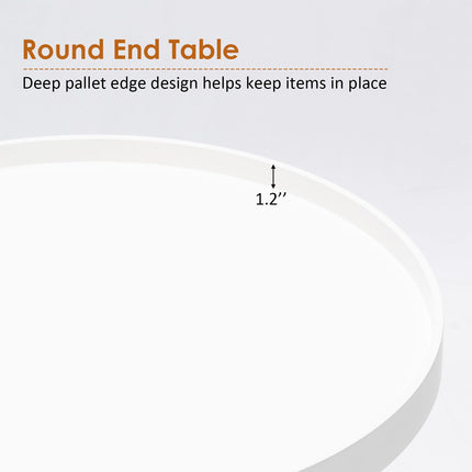 Dreamade Round Side Table End Table with Wooden Tray