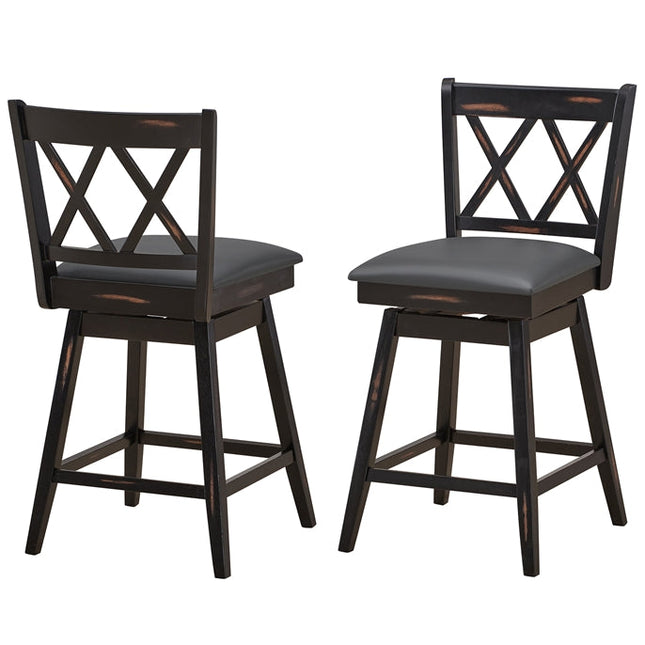 Dreamade Bar Stool with Foot Rest Upholstered Cushion & Ergonomic Backrest