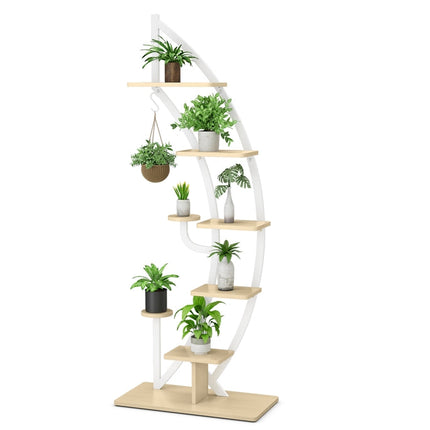 Dreamade 6 Tier Metal Plant Stand Indoor, 61" Half Moon Plant Shelf