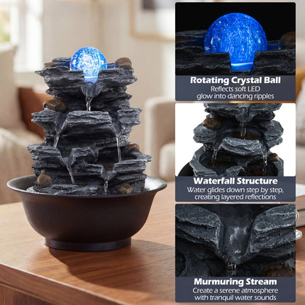 Dreamade Tabletop Water Fountain with LED Lights