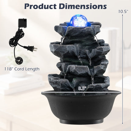 Dreamade Tabletop Water Fountain with LED Lights