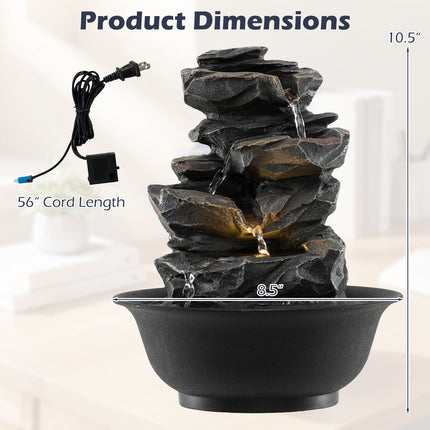 Dreamade Tabletop Water Fountain with LED Lights