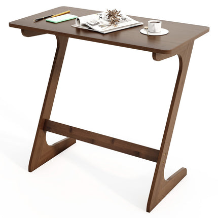 Dreamade Bamboo TV Tray Table, Z Shaped Sofa Couch Side Table for Eating Snacks Coffee Laptop