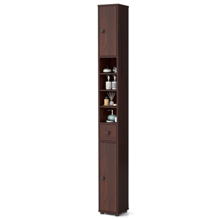 Dreamade Slim Bathroom Storage Cabinet - 71" Tall Narrow Floor Cabinet Cupboard with 2 Doors