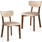 Dreamade Wood Dining Chairs Set of 2, Farmhouse Wooden Dining Room Chair with Cushion Seat