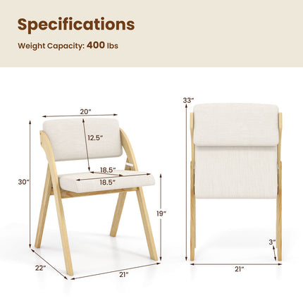 Dreamade Set of 2 Folding Kitchen Dining Chairs with Rubber Wood Legs