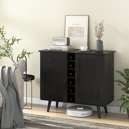 Dreamade Buffet Sideboard Storage Cabinet - Wood Pantry Cupboard with 6-Bottle Wine Rack