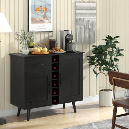 Dreamade Buffet Sideboard Storage Cabinet - Wood Pantry Cupboard with 6-Bottle Wine Rack