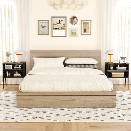 Dreamade Stackable End Table Set of 2, Compact Nightstands w/Metal Frame & Open Compartments