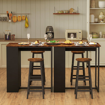 3 Piece Pub Dining Set, Wooden Counter Height Table Set with 2 Bar Stools (Brown)