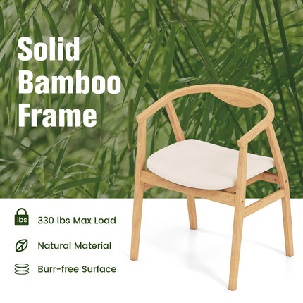 Dreamade Modern Mid Century Accent Chair, Made of Fabric, Bamboo