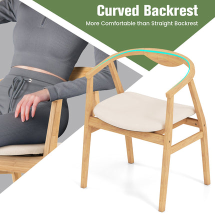 Dreamade Modern Mid Century Accent Chair, Made of Fabric, Bamboo
