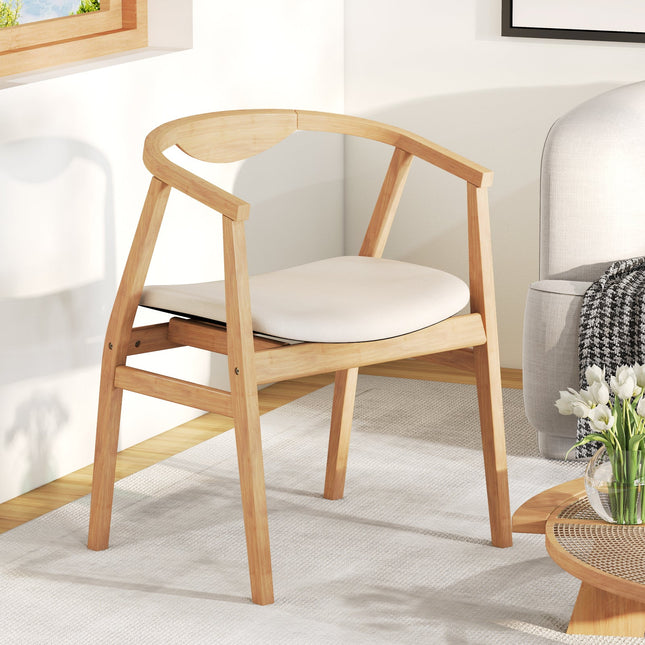 Dreamade Modern Mid Century Accent Chair, Made of Fabric, Bamboo