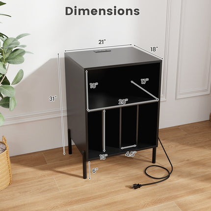 Dreamade Record Player Stand with Charging Station
