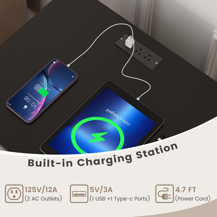 Dreamade Record Player Stand with Charging Station