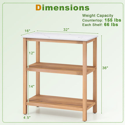 Dreamade 3 Tier Outdoor Potting Bench with Faux Marble Tabletop