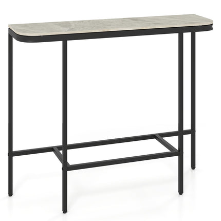 Dreamade Farmhouse 44" Entryway Table with Faux Marble Tabletop & Heavy-Duty Metal Frame