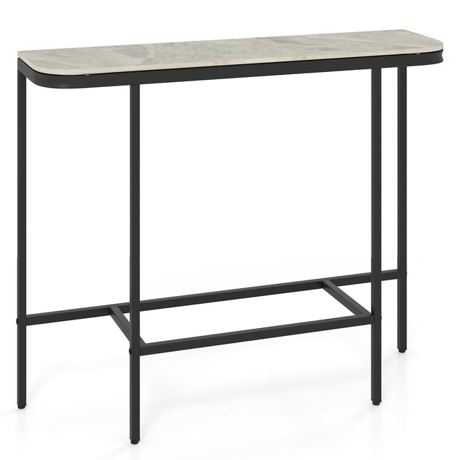 Dreamade Farmhouse 44" Entryway Table with Faux Marble Tabletop & Heavy-Duty Metal Frame