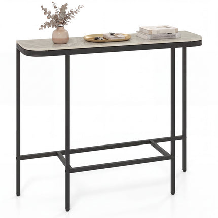 Dreamade Farmhouse 44" Entryway Table with Faux Marble Tabletop & Heavy-Duty Metal Frame