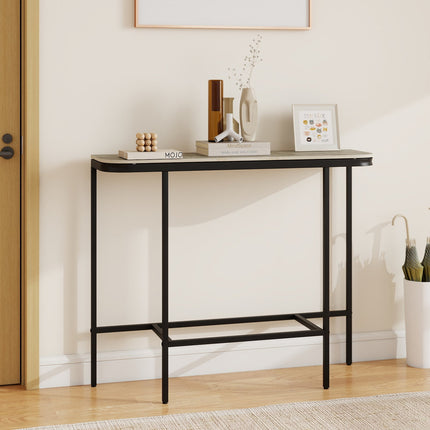 Dreamade Farmhouse 44" Entryway Table with Faux Marble Tabletop & Heavy-Duty Metal Frame
