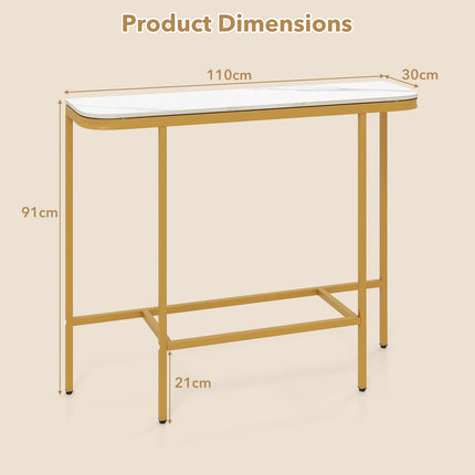 Dreamade Farmhouse 44" Entryway Table with Faux Marble Tabletop & Heavy-Duty Metal Frame