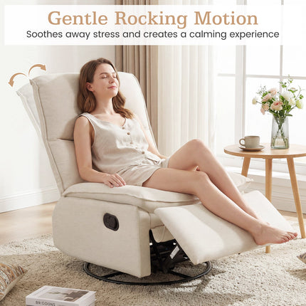Dreamade Swivel Rocking Recliner | 360° Reclining Rocker Chair with Adjustable Cushioned Back