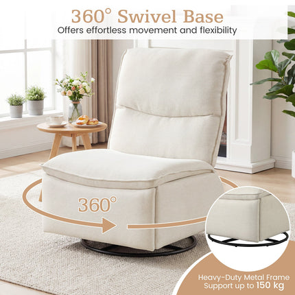 Dreamade Swivel Rocking Recliner | 360° Reclining Rocker Chair with Adjustable Cushioned Back