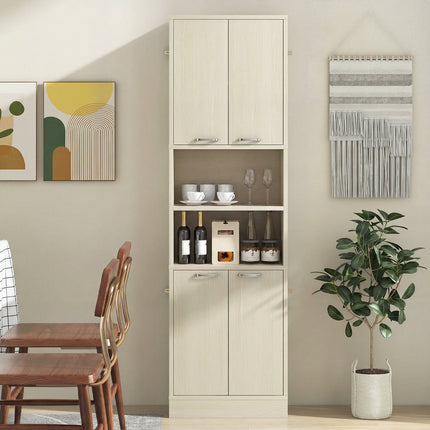 Dreamade Kitchen Pantry Cabinet, 75” Tall Freestanding Cupboard with Doors & Shelves