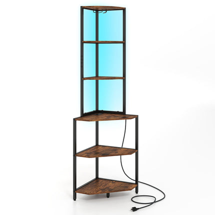 Dreamade 6-Tier Kitchen Corner Shelf with 16 Color LED Lights