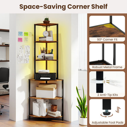 Dreamade 6-Tier Kitchen Corner Shelf with 16 Color LED Lights