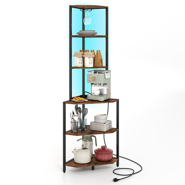 Dreamade 6-Tier Kitchen Corner Shelf with 16 Color LED Lights
