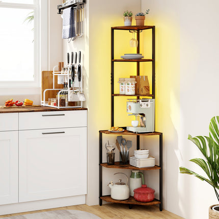 Dreamade 6-Tier Kitchen Corner Shelf with 16 Color LED Lights