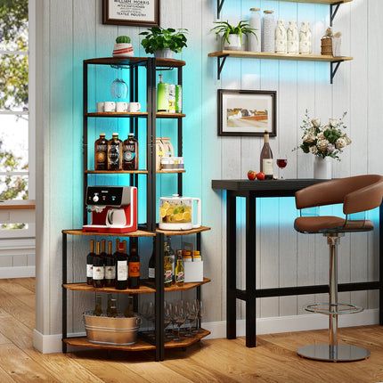 Dreamade 6-Tier Kitchen Corner Shelf with 16 Color LED Lights