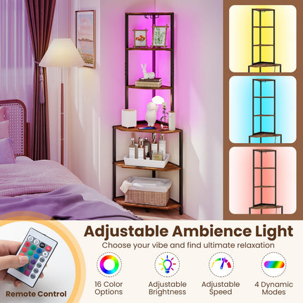Dreamade 6-Tier Kitchen Corner Shelf with 16 Color LED Lights