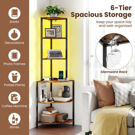 Dreamade 6-Tier Kitchen Corner Shelf with 16 Color LED Lights