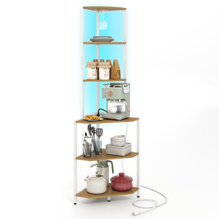 Dreamade 6-Tier Kitchen Corner Shelf with 16 Color LED Lights