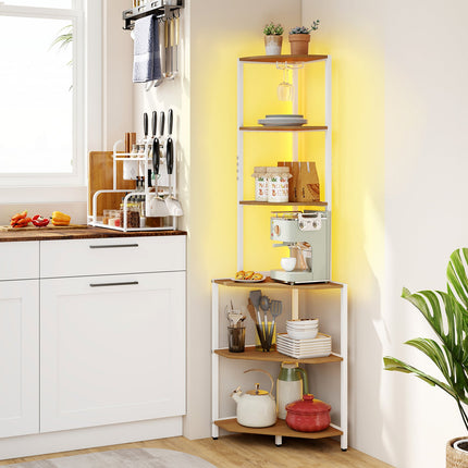 Dreamade 6-Tier Kitchen Corner Shelf with 16 Color LED Lights