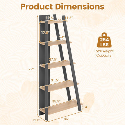 Dreamade 4 Tier/ 5-Tier Narrow Wooden Vertical Trapezoidal Bookcase