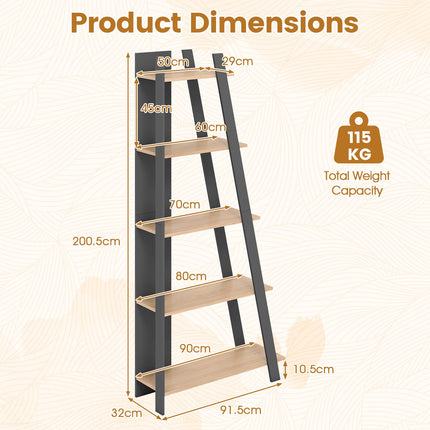 Dreamade 4 Tier/ 5-Tier Narrow Wooden Vertical Trapezoidal Bookcase