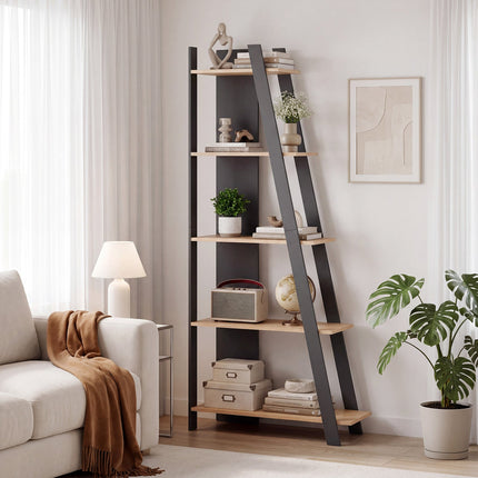 Dreamade 4 Tier/ 5-Tier Narrow Wooden Vertical Trapezoidal Bookcase