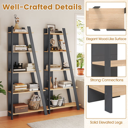 Dreamade 4 Tier/ 5-Tier Narrow Wooden Vertical Trapezoidal Bookcase
