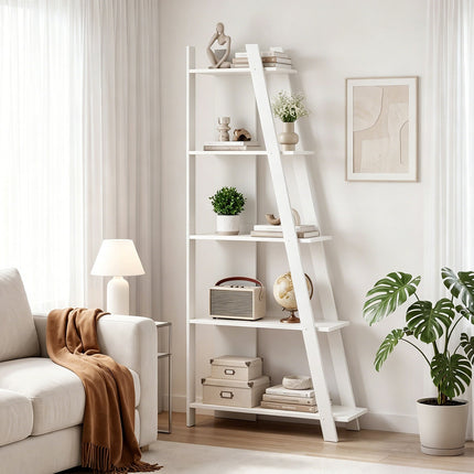 Dreamade 4 Tier/ 5-Tier Narrow Wooden Vertical Trapezoidal Bookcase
