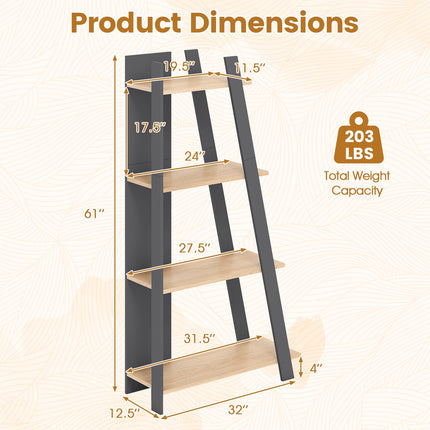 Dreamade 4 Tier/ 5-Tier Narrow Wooden Vertical Trapezoidal Bookcase