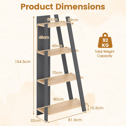 Dreamade 4 Tier/ 5-Tier Narrow Wooden Vertical Trapezoidal Bookcase