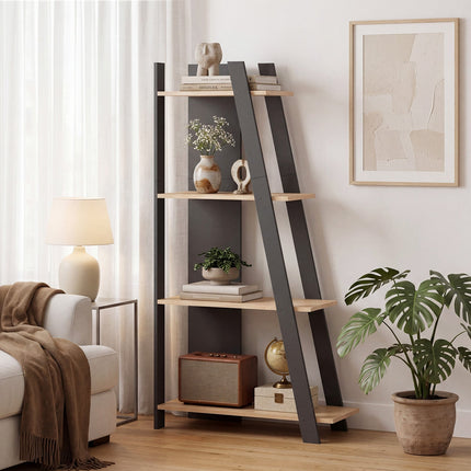 Dreamade 4 Tier/ 5-Tier Narrow Wooden Vertical Trapezoidal Bookcase