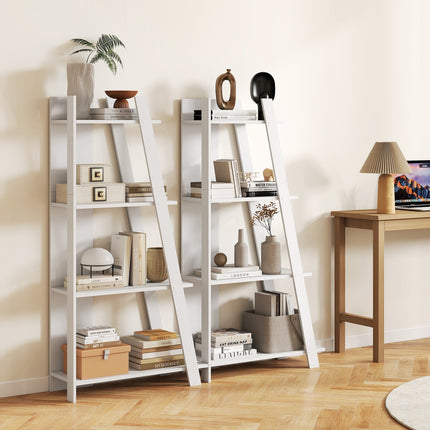 Dreamade 4 Tier/ 5-Tier Narrow Wooden Vertical Trapezoidal Bookcase