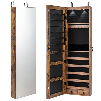 DREAMADE Jewelry Armoire Over The Door Mirror Jewelry Cabinet