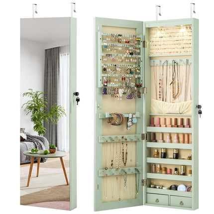 DREAMADE Jewelry Armoire Over The Door Mirror Jewelry Cabinet