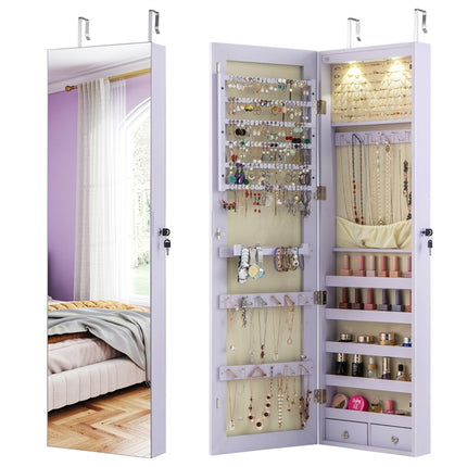 DREAMADE Jewelry Armoire Over The Door Mirror Jewelry Cabinet